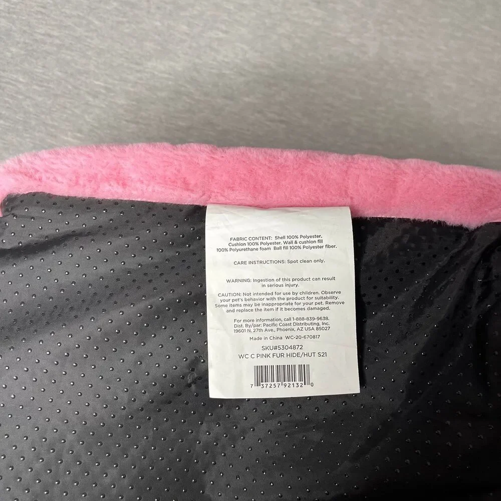 Petco Fuzzy Pink Plush Hide and Hut Cat Bed
